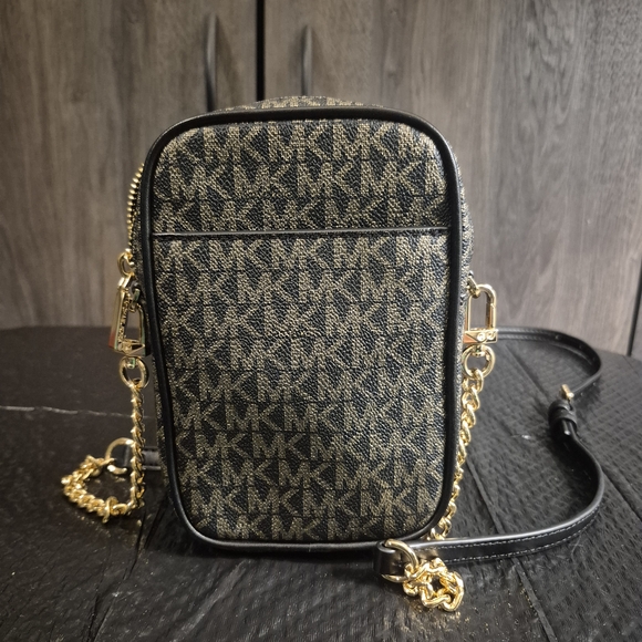 Michael Kors Monogram Black and Gold Crossbody Bag - Picture 2 of 3